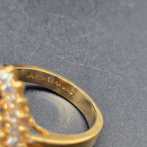 Pear Cut CZ Ring 14K Gold Plated Size 10.75 Lind 14K HGE Layered - Picture 7 of 14